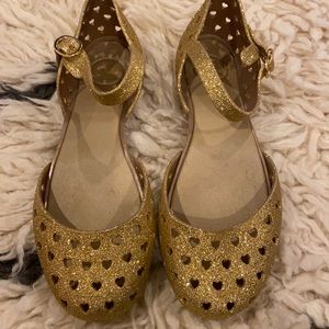 Melissa Gold Mary Jane Shoes, Size 6